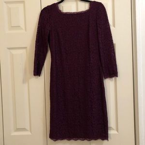 Adrianna Papell 3/4 sleeve lace dress, Mulberry